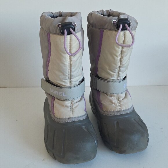 SOREL | Flurry Winter Boots Gray Purple Girls Sz 1 - Picture 3 of 8